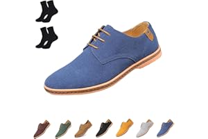 Men's Suede Dress Shoes Casual Lace Up Oxfords Shoes Comfort Classic Business Formal Shoes Cushioned Insole for All Seasons C