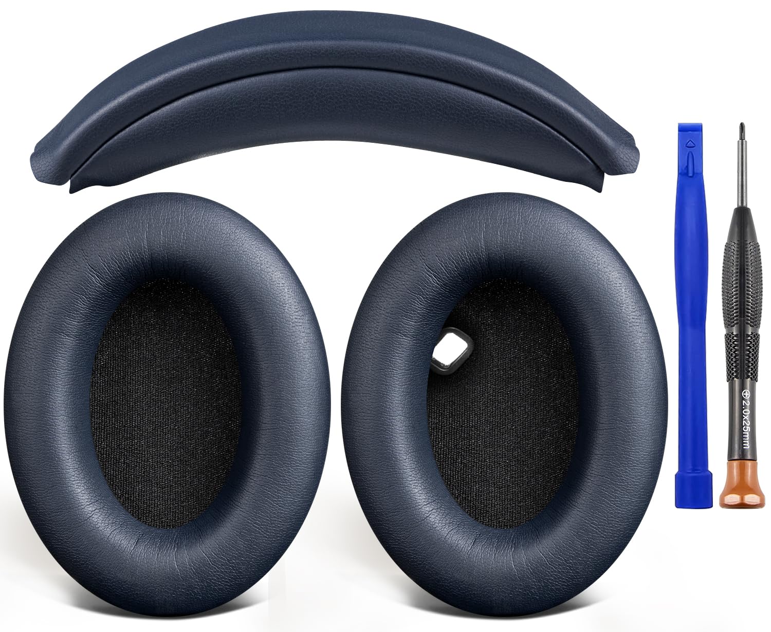 SOULWIT Ear Pads Cushions + Headband, Replacement Kit for Sony WH-1000XM4 (WH1000XM4) Over-Ear Headphones, Replacement Headstrap Pad & Earpads Repair Part - Navy Blue