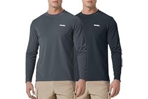 PAUSEL Men's Sun Protection Long Sleeve Swim Shirts Quick Dry Rash Guard Lightweight UPF 50+ Fishing Hiking Beach UV Shirt