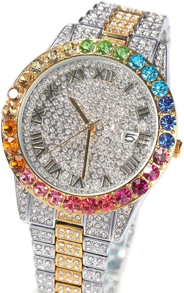 Fantex Reloj para hombre con diamantes de imitación austriacos de 42 mm Fantex Reloj para hombre con diamantes de imitación austriacos de 42 mm
