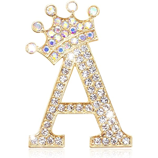 Bling Jewelry Grande Broche Alphabet Initiale Strass – Lettre Cursive Monogram – Plaqué Or/Rose/Argent