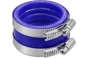 ACROPIX 45mm ID Rubber Blue Motorcycle Carburetor Adapter Inlet Intake Pipe Manifold Adapter Boot Sleeve Interface with Clamps - Pack of 2