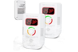 DELLER 2 Pack Carbon Monoxide Detector, Plug-in Wall Carbon Monoxide Gas Detector, Portable Carbon Monoxide Detector with Digital Display LED, CO Alarm Monitor with Audible and Visual Alarm Test Mute Button