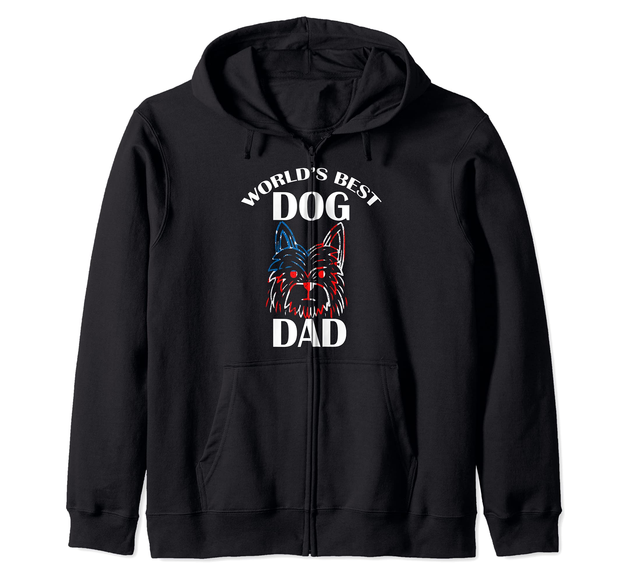 Worlds Best Dog Dad Greatest Daddy Animal Pet Puppy Parent Zip Hoodie