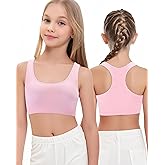 iMuchic Girls Racerback Sports Bra, Built -Up Stretch Crop Undershirt Seamless Training Bra in Everyday Colors for Teens