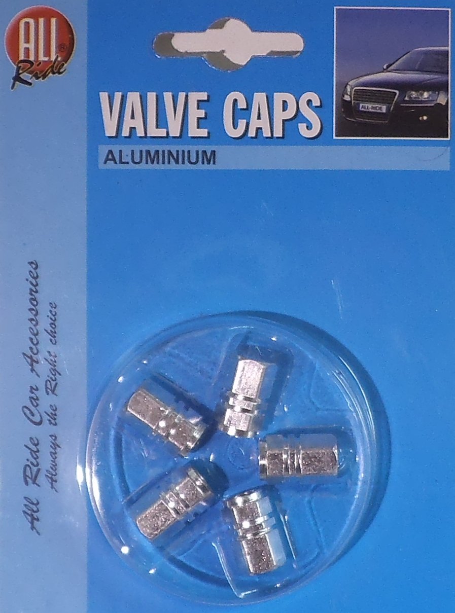 Silver Hex Valve Caps Set of 5