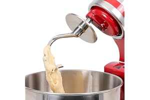 Dough Hook Dishwasher Safe for Kitchen Aid Tilt-Head and 4.5-5.0 Quart Mixers, Polished Stainless Steel Kneading Attachment f