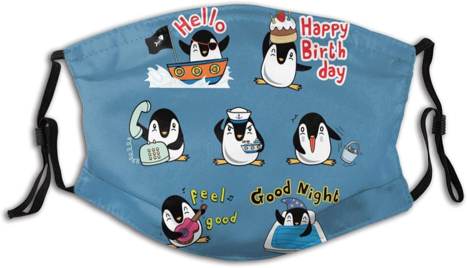 Happy Penguin Action PenguinFace Mask With 2 Filters, Reusable&Washable Balaclava, For Men
