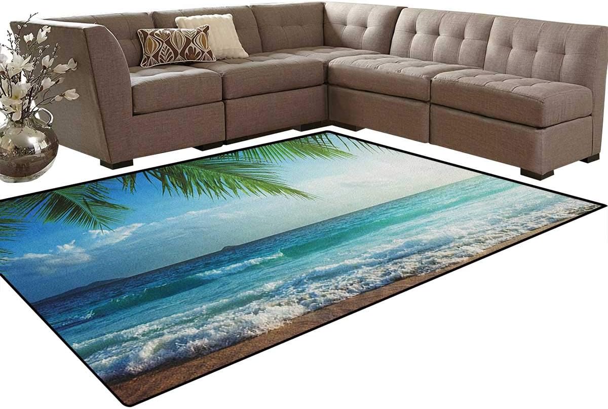 Ocean,Carpet,Palms Tropical Island Beach Seashore Water Waves Hawaiian