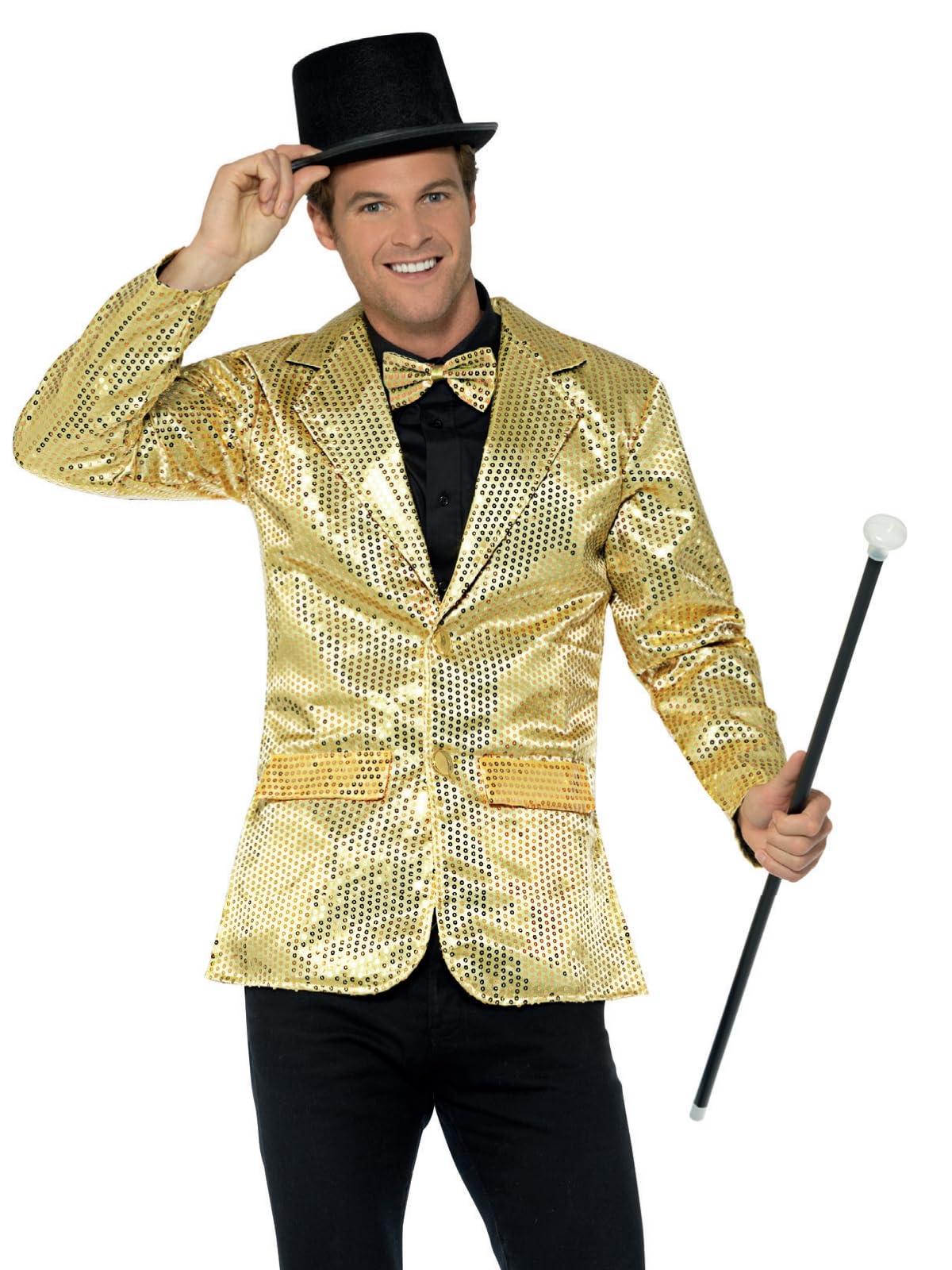 Smiffys Sequin Jacket, Mens, Gold , Party & Carnival Fancy Dress, Party Dress Up Costumes Halloween