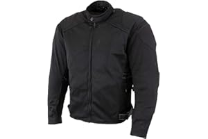 Xelement CF2157 Men's 'Caliber' Black Mesh Motorcycle Jacket with X-Armor Protection - X-Large