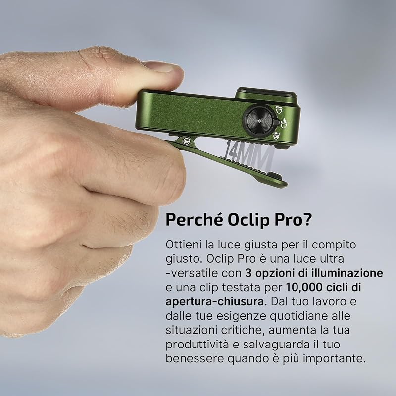 Oclip Pro Mini Torcia EDC Ricaricabile con Clip 500LM 120M