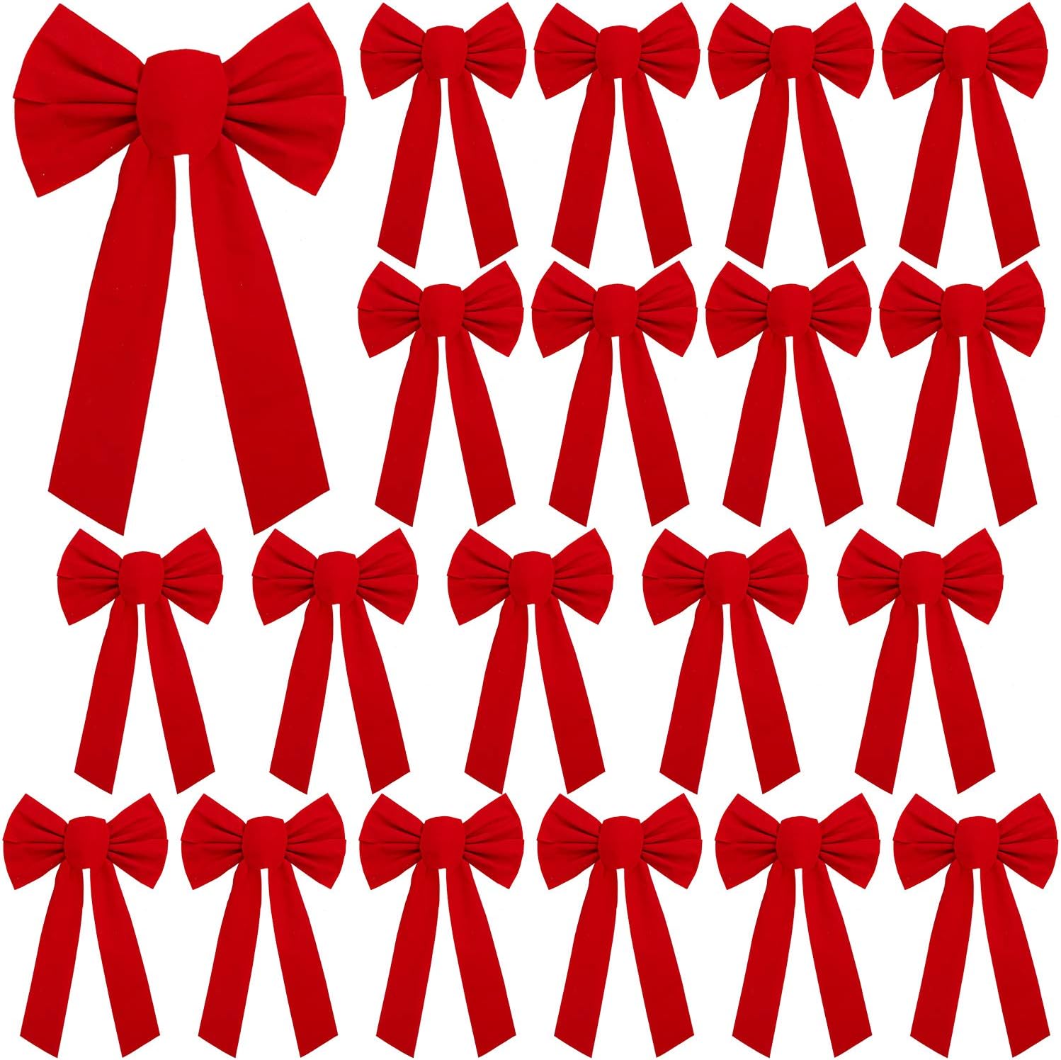 Bows & Ribbons - URATOT 20 Pack Red Velvet Christmas Bows Holiday Christmas Bows Christmas Wreaths Decoration, 9 x 16 inches