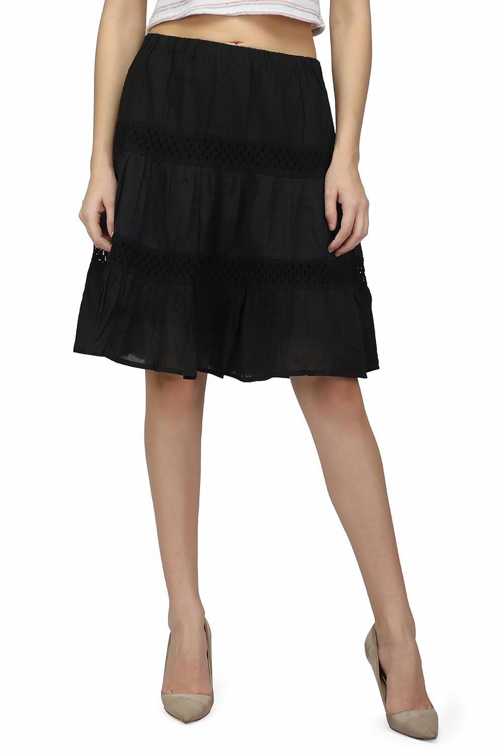 chantik womens cotton black skirt