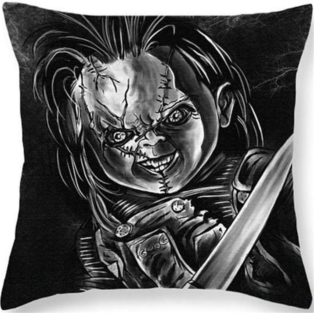 Fyon Ghost Freddy Toy Bear Doll Horror Game Cushion Cover Classic Game Pillow Cover Decorative Pillows for Sofa Car 18x18inch 10Q