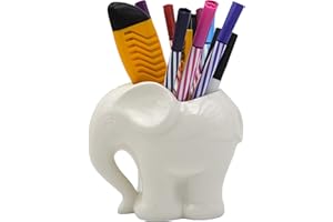MONMOB 3.9" Ceramic Elephant Pencil Holder/Pen Holder/Flower Pot/Succulent Planter White Elephant Gifts Ideal Gifts for Women, Mom or Birthdays