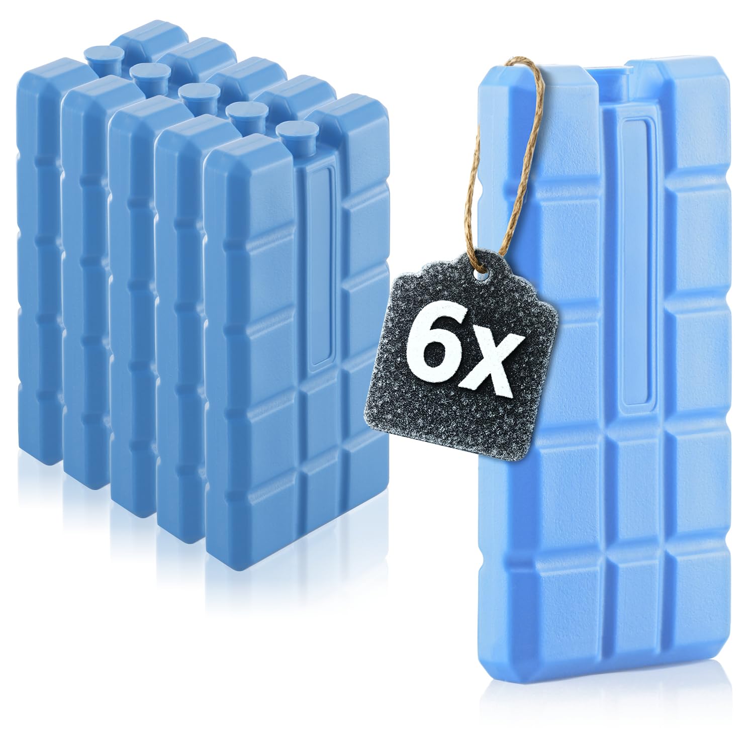 com-four® 6X Freezer Blocks in Blue - Cool-Packs for Cool Box and Cool Bag- Ice Packs - Cooling Batteries for Household and Leisure
