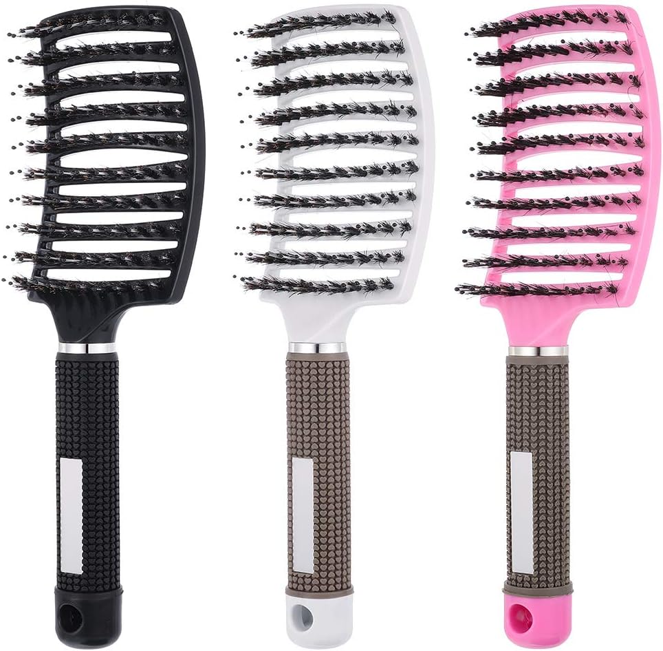 umorismo 3 Pack Hair Brush Set - Vented Curved & Detangling Brushes for Natural Curly, Straight, Wet or Dry Hair