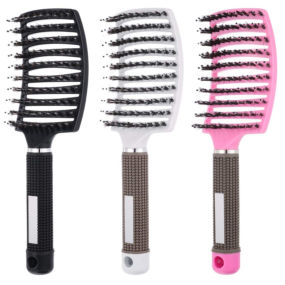 umorismo 3 Pack Hair Brush Set - Vented Curved & Detangling Brushes for Natural, Curly, Straight, Wet or Dry Hair