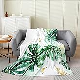 Erosebridal Palm Trees Fleece Throw Blanket Spring Summer 40x50 Inch Tropical Green Leaves Flannel Blanket,Luxury Soft Hawaii Theme for Women Adults