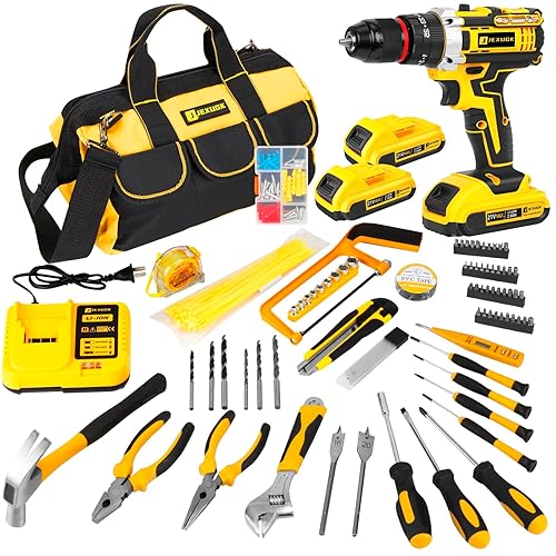 Home Tool Set with Power Drill, 245PCS Cordless Drill Set with 21V