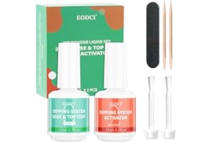 EODCI 2 in 1 Dip Powder Nail Kit - 15ml/0.5oz Bottle Dipping Powder System with Base & Top Coat, Activator, No Lamp Cured, Fast Dry, Good for Salons & Beginners
