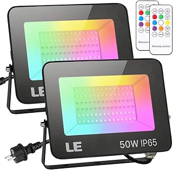 LE Foco LED RGB 50W, RGB LED Foco de Colores, Impermeable IP65, 16 ...