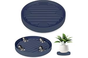 Dcpes Plant Caddy with Hidden Wheels, 4 Invisible Caters, Rolling Plants Stand with Wheel Dolly, Wheeled Planter Roller Base, Indoor Pots Holder Tray Plants Pallet, 12Inch, Grey, 2Pack