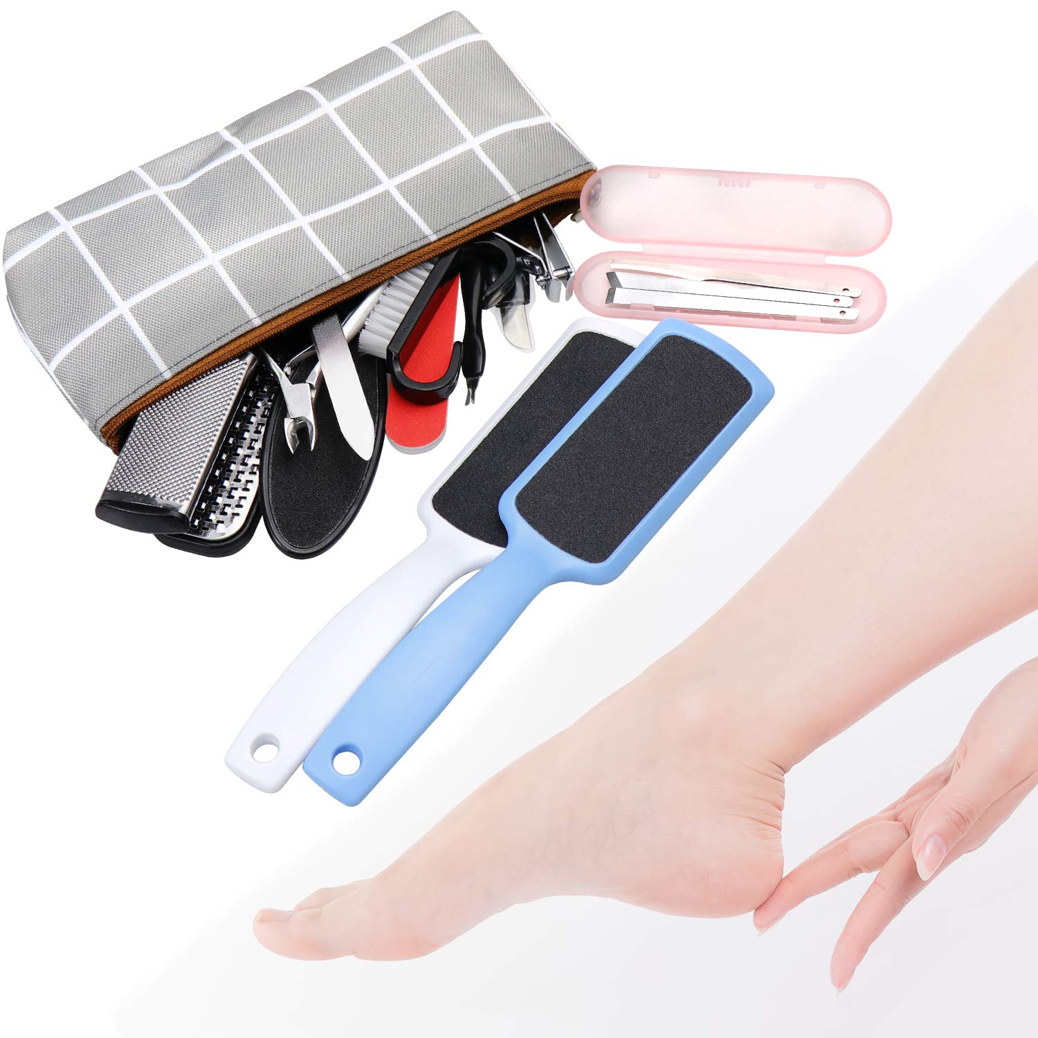 16 PCS Foot File Professional Pedicure Tools Set, Yotako Foot Spa Kit Callus Remover Scrubber, Exfoliating Pedicure Supplies and Nail Toenail Clipper Foot Care Kit : Beauty