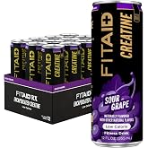 LifeAID FITAID Creatine Recovery Drink, Sour Grape, (12-Pack) | Clean post-workout recovery drink with Creatine, BCAAs, Glucosamine, and Electrolytes with zero artificials.