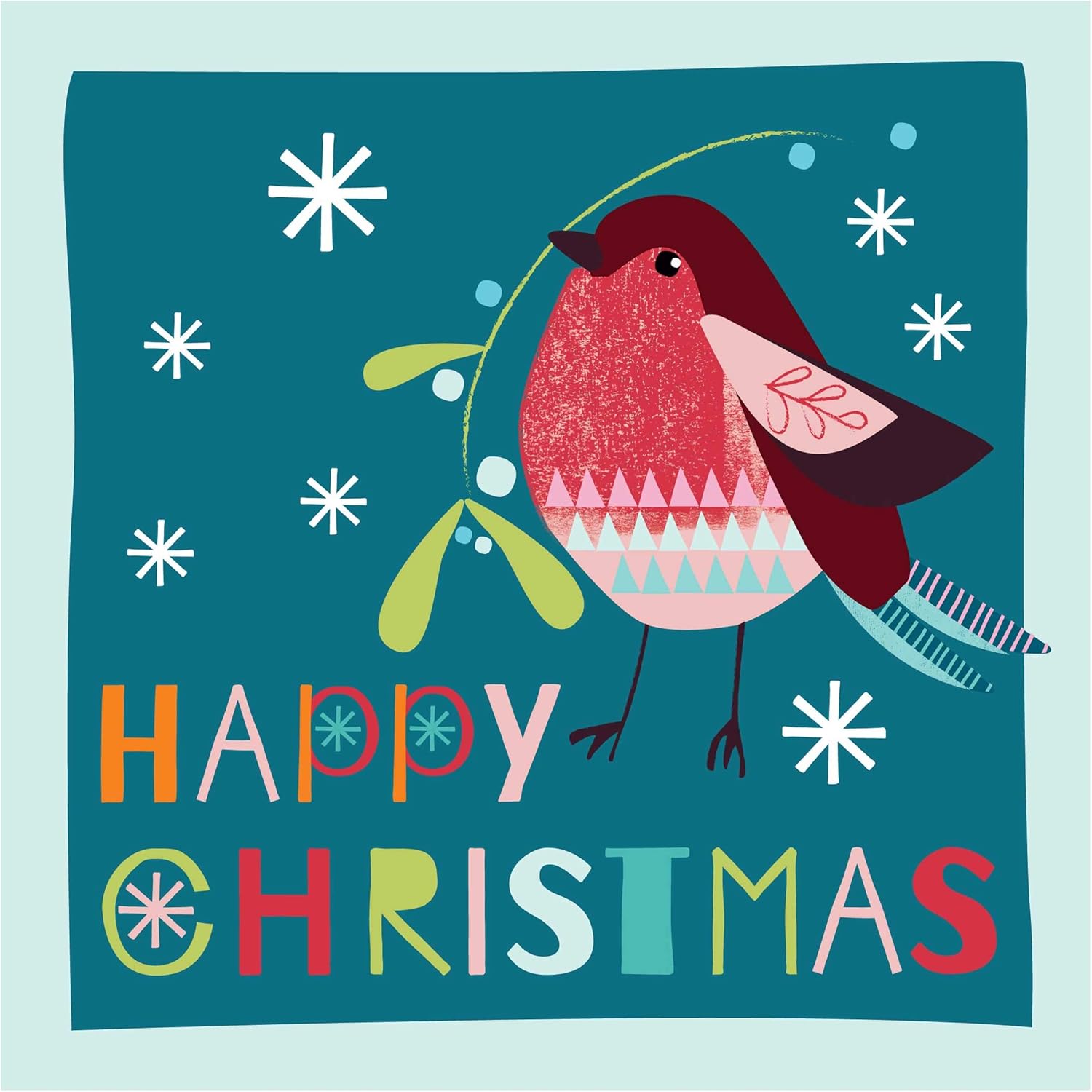 Christmas cards pack, Robin Happy Christmas, 10 Christmas cards 2025 with 10 white envelopes, Designed