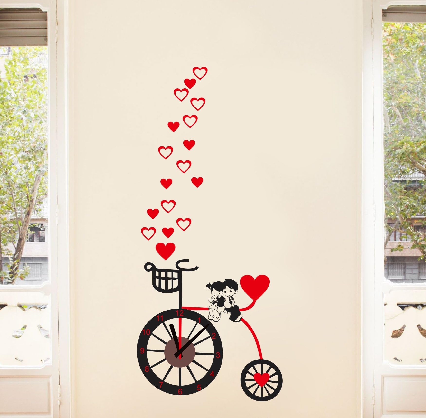 DreamKraft ' Couple Sitting On Bicycle' Wall Sticker Decal for Living and Kids Room Decor(PVC Vinyl, 56Cm X 127Cm)