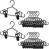 Hsei 5/10/40 Pack Baby Hangers with 10/20/80 Clips, Plastic Kids Pants Hangers for Nursery Closet Top and Bottom Clothes Hanger Set for Newborn Infant Toddler(30 Packs Total,Black,10.6 Inch)