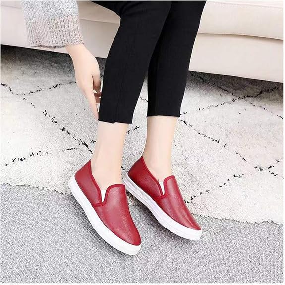 red and black platform shoes