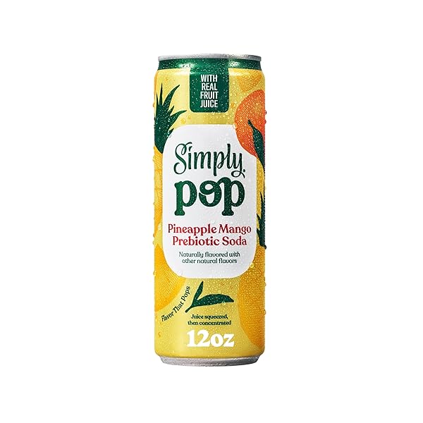 SIMPLY POP, PINEAPPLE MANGO PREBIOTIC SODA, 12 FL OZ