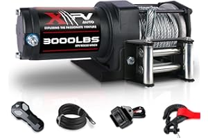 XPV AUTO 3000 lb 12V DC Electric Winch with Both Wireless Handheld Remote and Corded Control Recovery Steel Cable Waterproof Winch for UTV ATV Boat