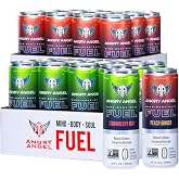 Angry Angel Strawberry Kiwi &amp; Peach Ginger Natural Energy Drink - (24 count) Mixed Pack - Zero Sugar - CoQ10 - Important B Vitamins - 12 oz Cans