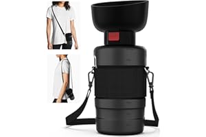 SwSun Portable Dog Water Bottle with a Foldable Bowl 2-in-1 Design, Leak-Proof Dog Water Bowl Dispenser Suitable for Outdoor Dog Walking, Hiking, and Traveling. BPA Free, 28oz Black