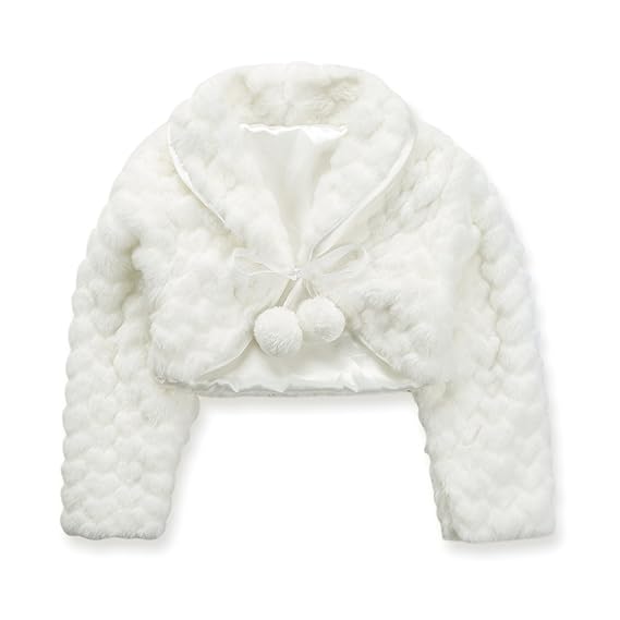 Insun Mädchen Bolero Herzförmiger Druckmuster Cape Kunstpelz Winter Jacke Lange Ärmel Schulterjacke Bolerojäckche