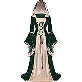 YEAXLUD Vampire Cute Halloween Costume for Woman Renaissance Medieval Evil Queen Dress Women's Black Witch Costumes Cosplay Apparel. (Green, Large)