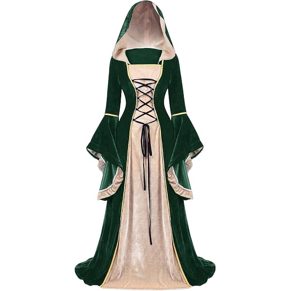 Vestido Medieval Renacentista Con Mangas Trompeta – Largo, Gótico, Disponible En Verde Y Otros Colores, Tallas S A 5XL