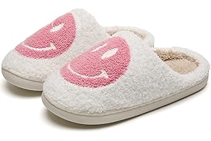 PLMOKN Slippers for women indoor and outdoor men open toe fluffy cute smile face slippers