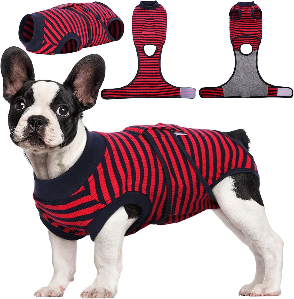 Kuoser Dog Surgery Recovery Suit Soft Elastic Post-Op E-Collar Alternative XS