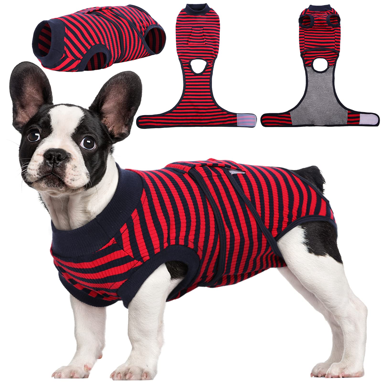 Kuoser Dog Surgery Recovery Suit, Dogs Recovery Suits Female Spay and Male Neuter for Post-Op Care, Soft Puppy Onesie Surgery Cone alternative Prevent Licking, Red S — image 1