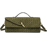 Suede Woven Clutch Purse for Women Designer Hand-woven Crossbody Satchel Bag Trendy Evening Handbag Shoulder Bags