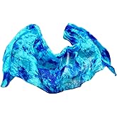 Winged Sirenny Sheer Tie-Dye Belly Dance Real Silk Veil, Flowy Oriental Bellydance Silk Scarf,Hand Rolled Edges