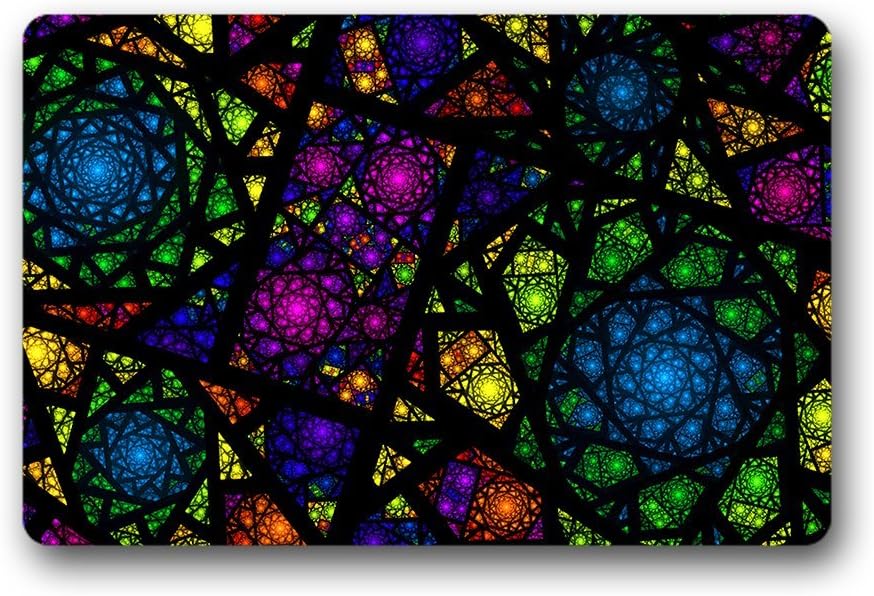 DONGMEN Stained Glass Outdoor/Indoor Rug/Doormat 18" x 30" Rubber Backed Non-slip Entrance Mat/Doormat Floor Mat