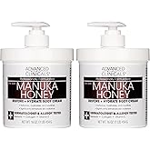 Advanced Clinicals Manuka Honey Body Cream For Women & Men | Body Butter Lotion For Extremely Dry Skin | Collagen Cream | Skincare Moisturizer Hydrating Balm Improves Look Of Aging Skin, 16Oz, 2-Pack