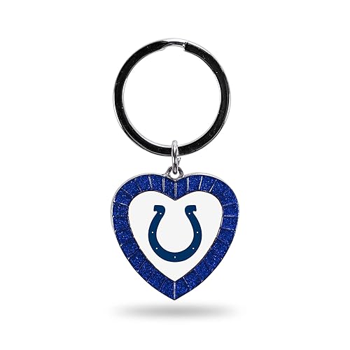 Rico Industries NFL Indianapolis Colts NFL Rhinestone Heart Colored Keychain, Royal, 3-inches in length