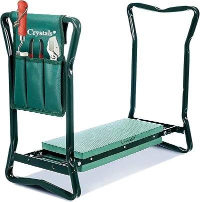Crystals Heavy Duty Garden Kneeler Stool with Foam Pad & Tool Bag